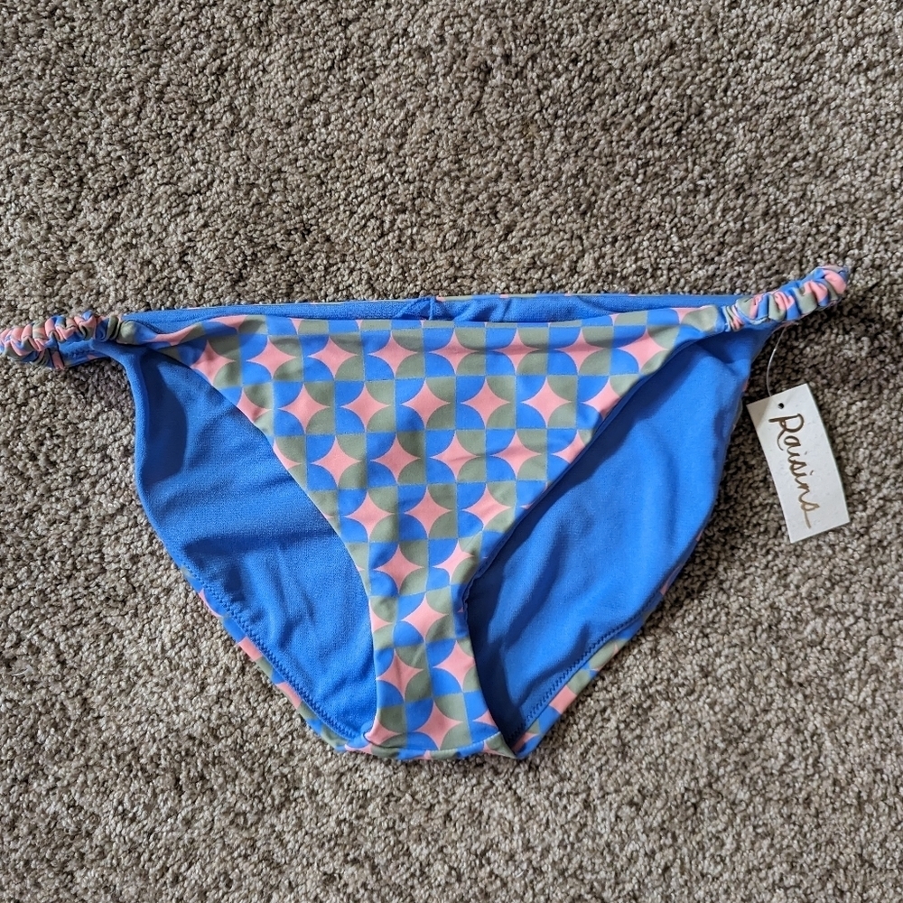 Raisins Blue Pink NEW Swimsuit Retro Print Bottoms Size XL Colorful